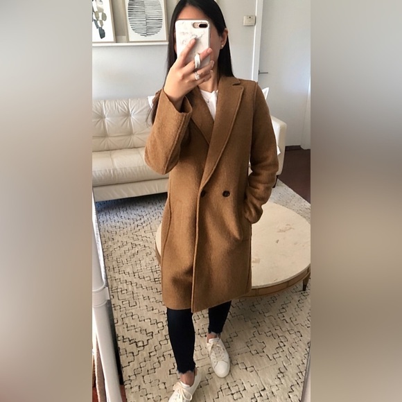 J.CREW Daphne coat boiled wool topcoat in heathered acorn tan size 8 - Picture 2 of 12